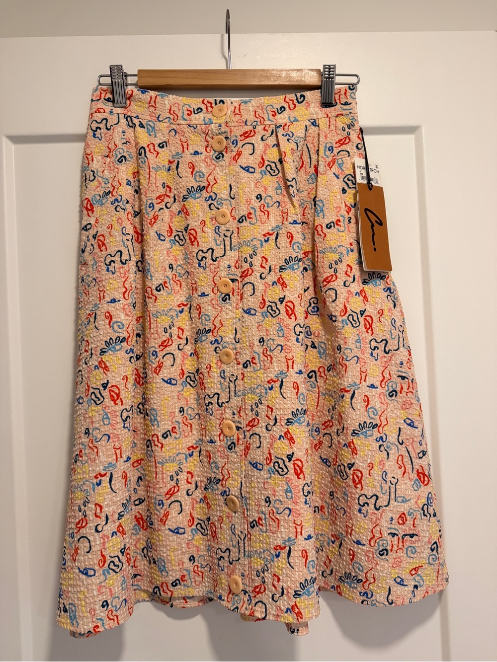 Nordstrom Multicolor Button-Front A-Line Midi Skirt